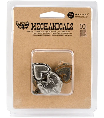 Prima Marketing Mechanicals Embellishments Tin Hearts