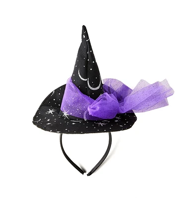 12" Halloween Purple & Black Witch Hat Headband by Happy