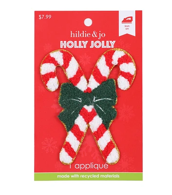 3.5" Christmas Candy Canes With Bow Applique by hildie & jo