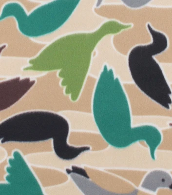 Mallard Duck on Brown Camouflage Blizzard Fleece Fabric