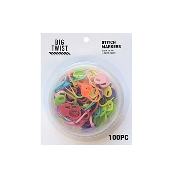 100ct Assorted Plastic Heart Stitch Markers by Big Twist