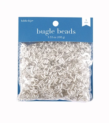 5mm Silver Glass Bugle Beads by hildie & jo