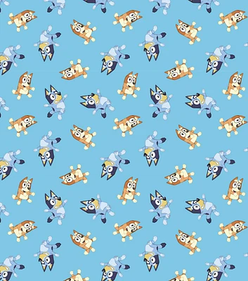 Bluey & Bingo Blue Knit Fabric