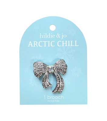 1" Christmas Silver Bow Brooch by hildie & jo