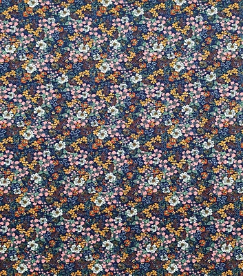 Scattered Floral on Dark Blue Jersey Knit Fabric