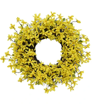 22" Yellow Forsythia Wreath by Bloom Room