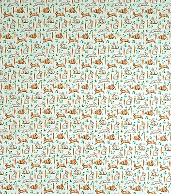 Hopping Bunnies & Carrots on Cream Easter Cotton Fabric