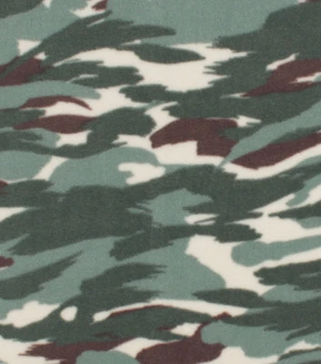 Green Wavy Camouflage Anti Pill Fleece Fabric