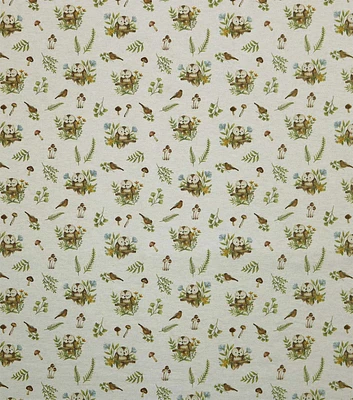 Brown Forest Animals & Mushrooms Nursery Flannel Fabric