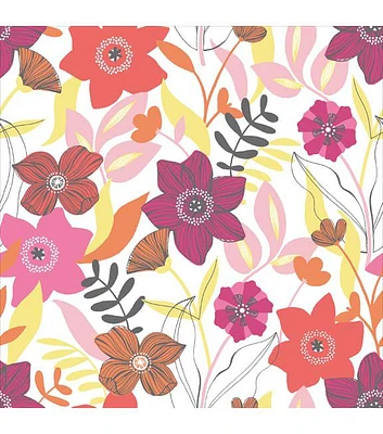 Stitch & Sparkle Pink Flowers Cotton Fabric