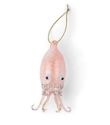 5" Christmas Pink Squid Glass Ornament by Place & Time