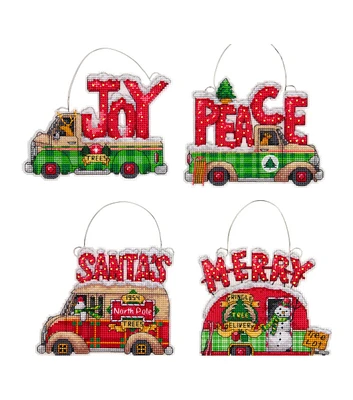 Dimensions 4ct Christmas Truck Counted Cross Stitch Ornament Kit