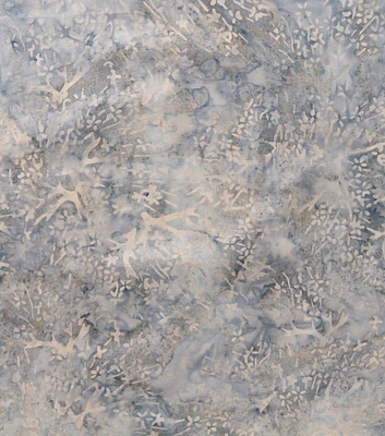 Ice Blue Branches Batik Cotton Fabric