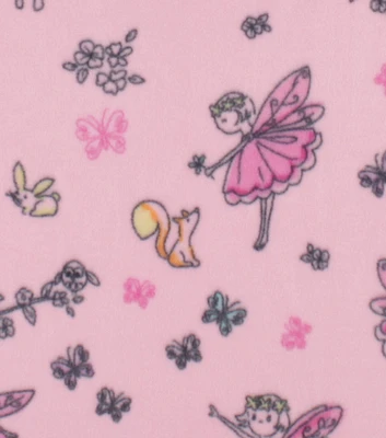 Fairy Princess on Pink Anti Pill Plush Fleece Fabric