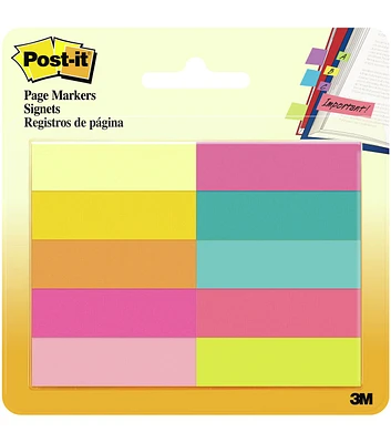 Post It Page Markers .5"X1.75" 10 Pkg Assorted Bright