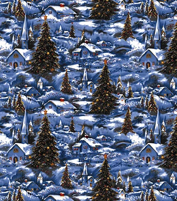 David Textiles Winter Village Christmas Glitter Cotton Fabric