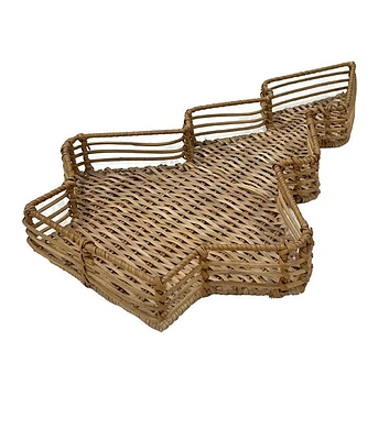 18" Christmas Tree Rattan Tray by Place & Time