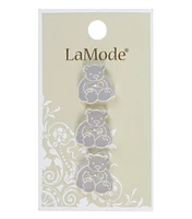 La Mode 5/8" White Bear 2 Hole Buttons 3pk