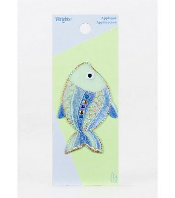 Wrights Blue Fish With Gems Iron On Patch