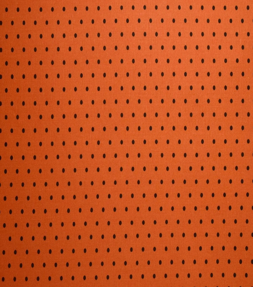 Halloween Black Dot On Orange Cotton Fabric