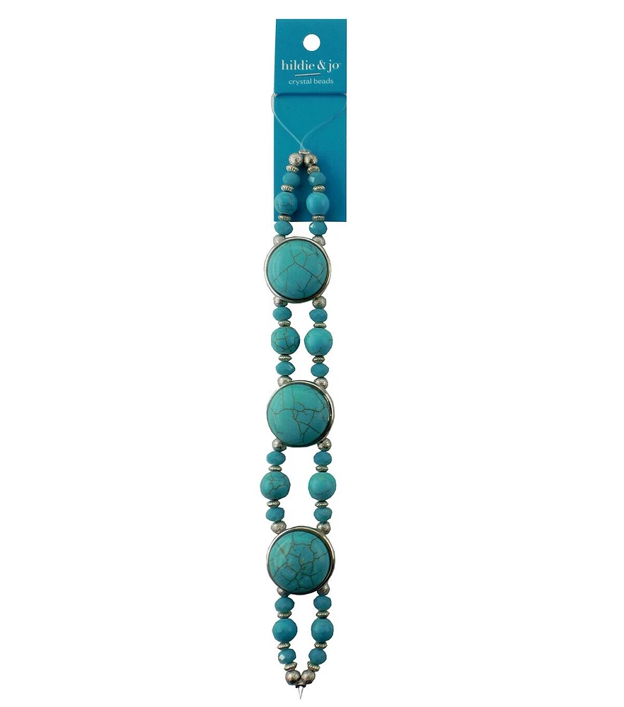 7" Turquoise & Silver Crystal Bead Strand by hildie & jo