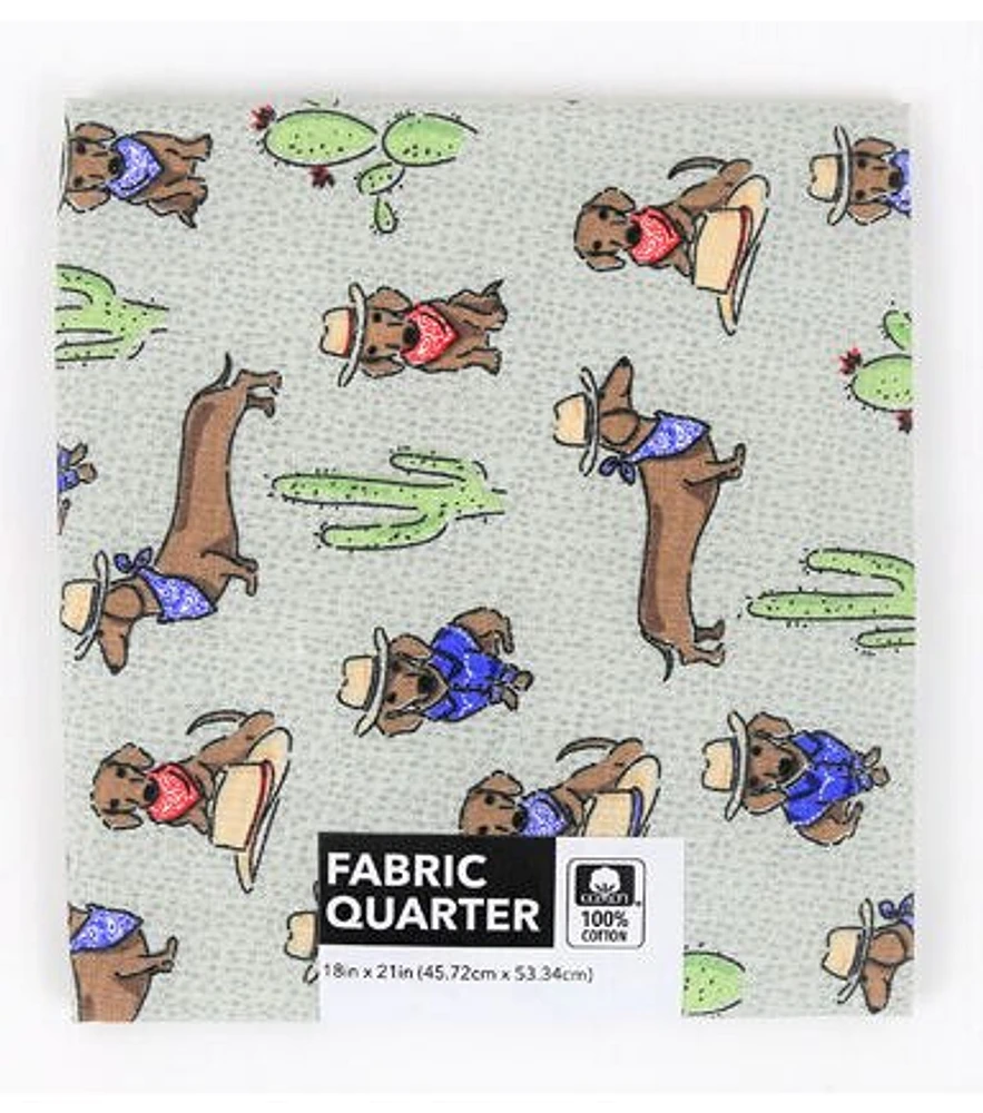 18" x 20" Weiner Dog Novelty Cotton Fabric Quarter 1pc