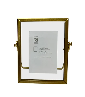 2" x 3" Gold Metal Transparent Tabletop Picture Frame by Place & Time