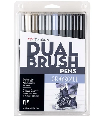 Dual Brush Pen 10 Color Set Gray Scale