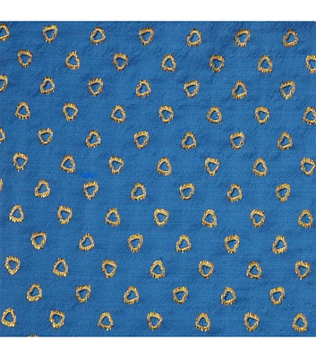 Reem Acra Blue & Gold Heart Jacquard Fabric