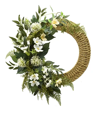 20" Green Asymmetrical Cosmo & Fern Wreath by Bloom Room