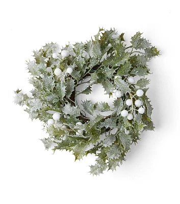 12" Christmas Green Iced Holly Leaves Mini Wreath by Bloom Room