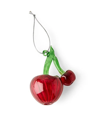 4" Christmas Cherry Glass Ornament by Place & Time