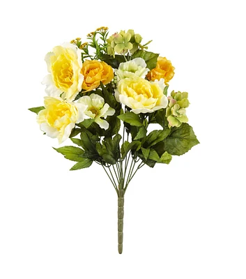 22" Yellow Peony & Green Hydrangea Bush by Bloom Room