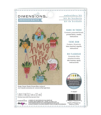 Dimensions 5" x 7" Hang in There Embroidery Kit