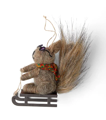 5" Christmas Dapper Squirrel On Sled Ornament by Place & Time