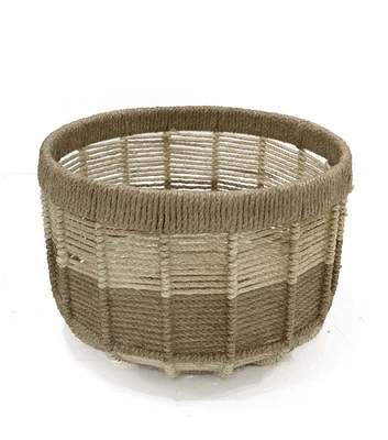 12" Natutal Striped Woven Jute Basket by Place & Time