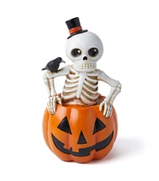 10" Halloween Skeleton in Pumpkin by Place & Time