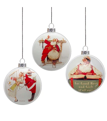 Northlight 3ct Christmas Norman Rockwell Disc Glass Ornaments