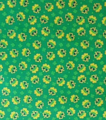 Shamrocks on Green St. Patrick's Day Glitter Cotton Fabric