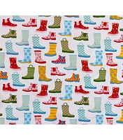 Wellies on White Super Snuggle Flannel Fabric