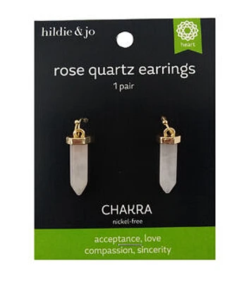 1" Rose Quartz Dagger Earrings by hildie & jo