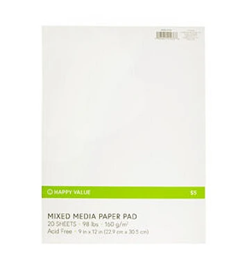 9" x 12" Mixed Media Paper Pad 50 Sheet by Happy Value