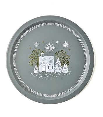 13" Christmas Gray Winter Houses Cookie Tray by Place & Time