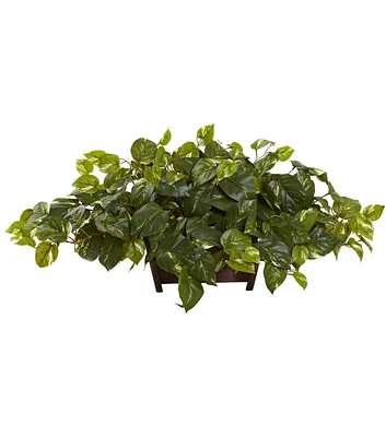 Nearly Natural 20" Pothos With Rectangle Decorative Planter