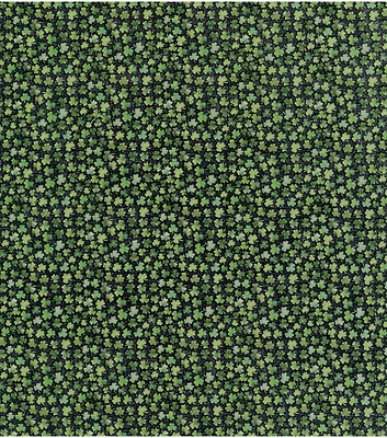 Shamrocks on Black St. Patrick's Day Cotton Fabric