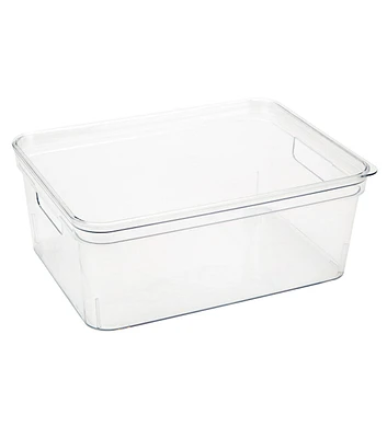 Simplify 14" x 5.5" Clear Lidded Storage Bin With Handles