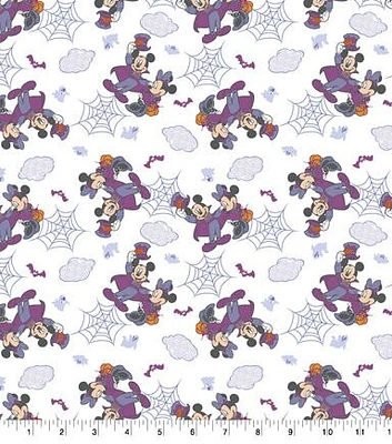 Disney Mickey Minnie Halloween Cotton Fabric Spooky Webs