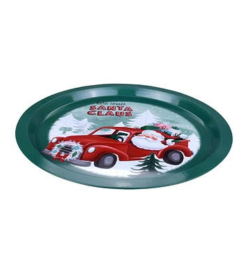 13" Red & Green Santa Claus Truck Cookie Tray by Place & Time