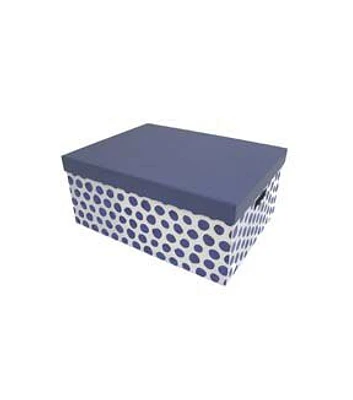 15" Blue Dots Rectangle Box With Cut Out Handles by Place & Time