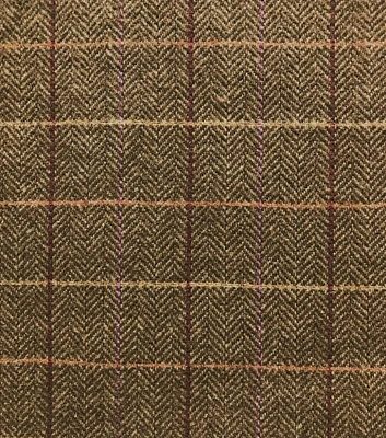 Brown Windowpane Herringbone Tweed Fabric